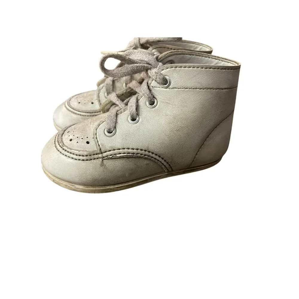 Vintage Baby Shoes 3 Used White *some wear